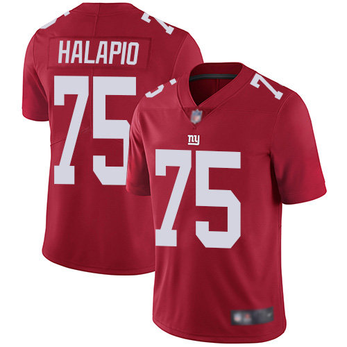 Men New York Giants #75 Jon Halapio Red Limited Red Inverted Legend Football NFL Jersey